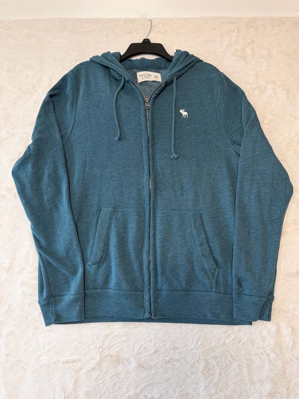 Abercrombie & Fitch Full Zip Hoodie Size XXL Teal Blue Cotton Blend